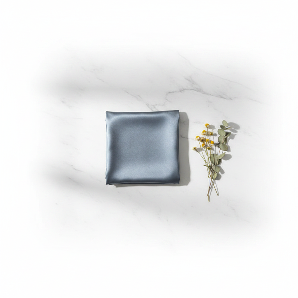 Blue-Grey Pillowcase Flat Lay