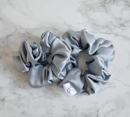 Essential Silk Scrunchie Set - Greyish Blue (2 Pack)