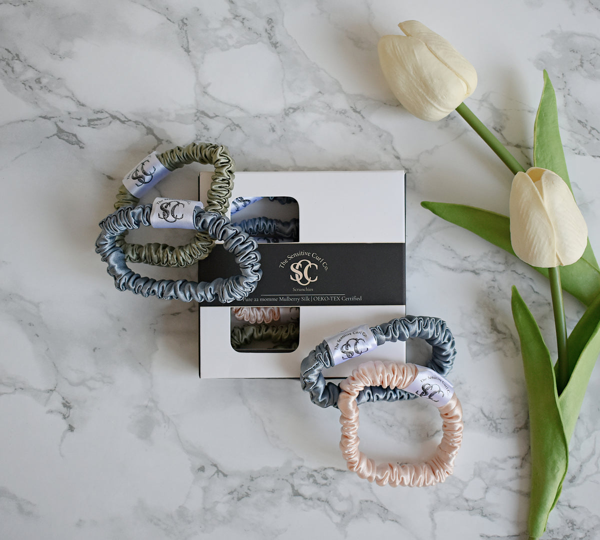 The Soft Everyday Set - Skinny Silk Scrunchies (4 Pack)