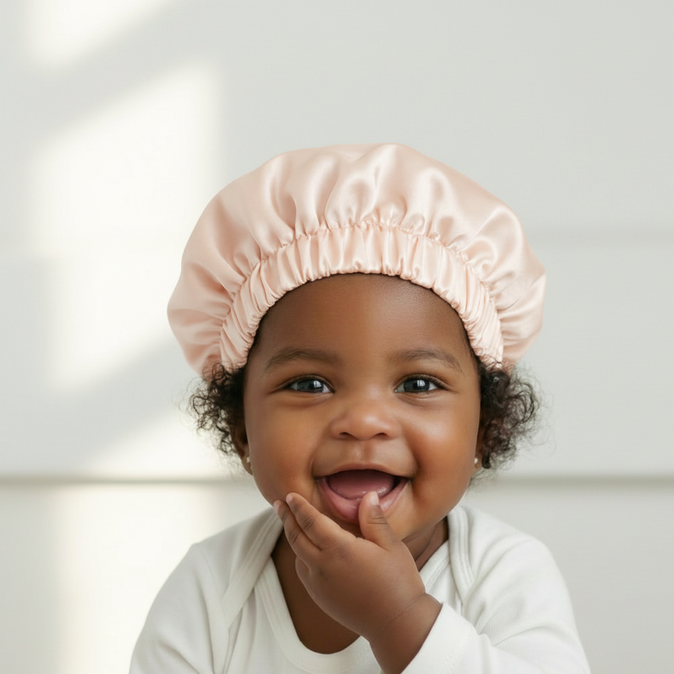 Baby bonnet lifestyle - peach