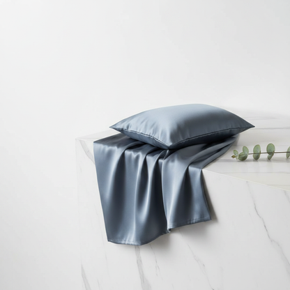 Blue-Grey Pillowcase Draped