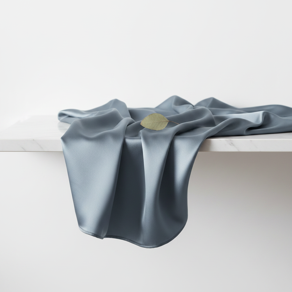 Blue-Grey Silk Draped Close-up
