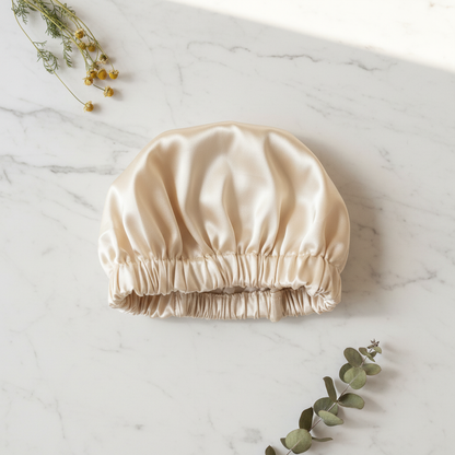 Cream Ruched Bonnet Flat Lay - Square