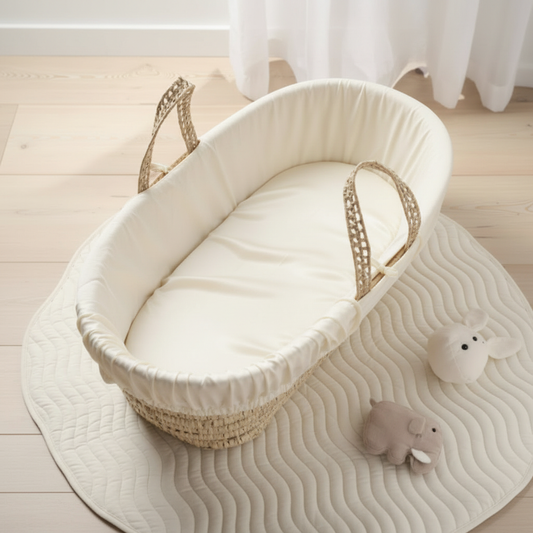 Cream Silk Moses Basket Sheet Lifestyle