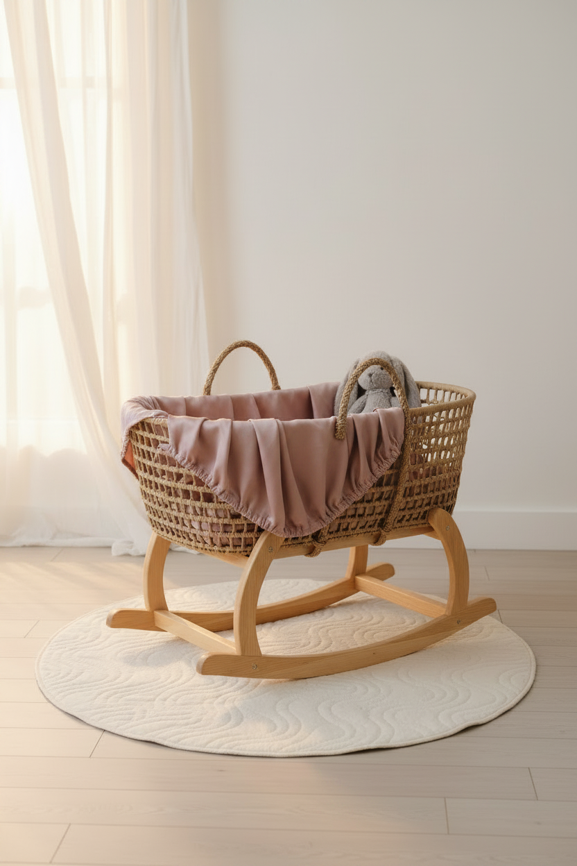 Deep Mauve Silk Moses Basket Lustre