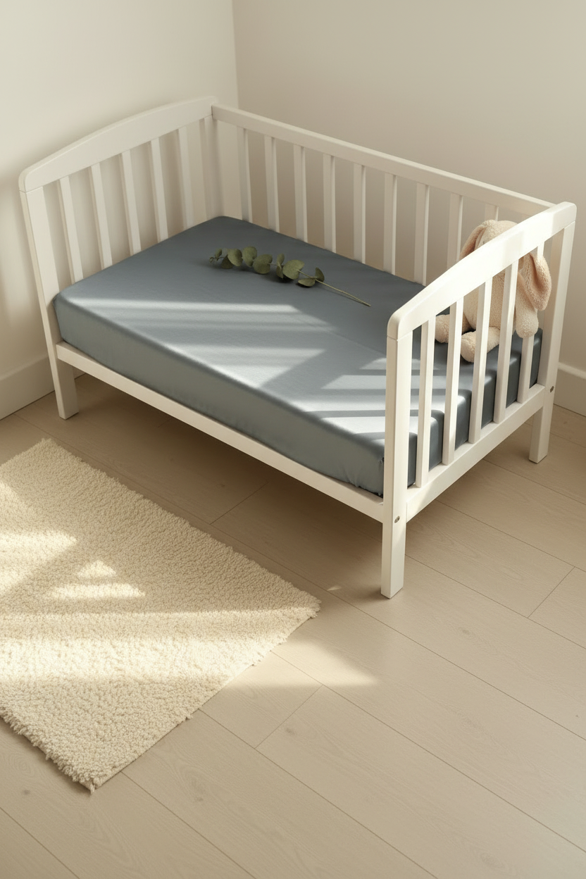 Greyish Blue Silk Fitted Cot Sheet Cosy Nursery