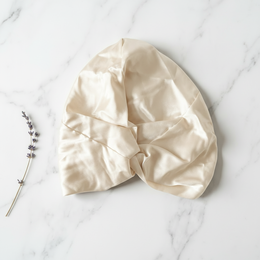 Ivory Cream Silk Bonnet Enhanced Square