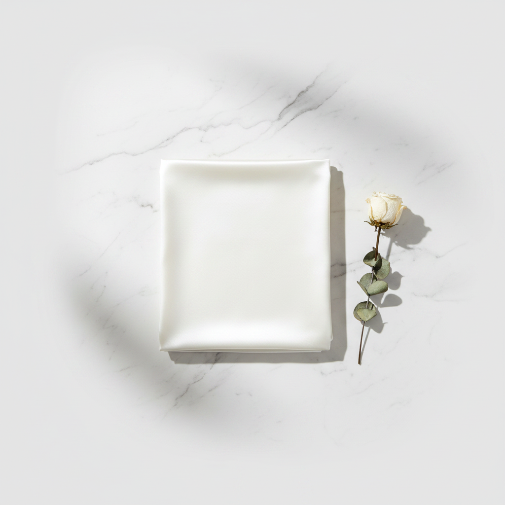 Ivory White Silk Flat Sheet Flat Lay