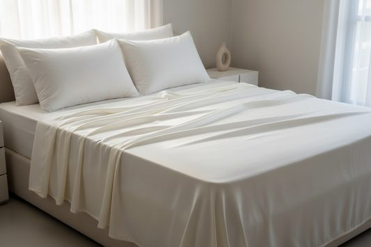 Ivory White Silk Flat Sheet Morning