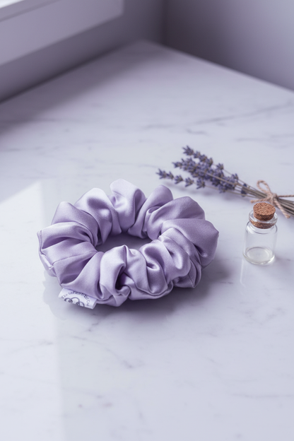 Lilac Silk Scrunchie Lifestyle