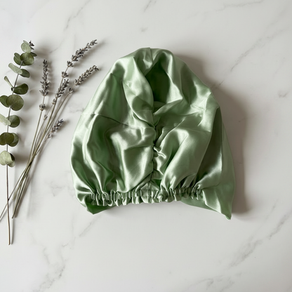 Mint green bonnet — marble background