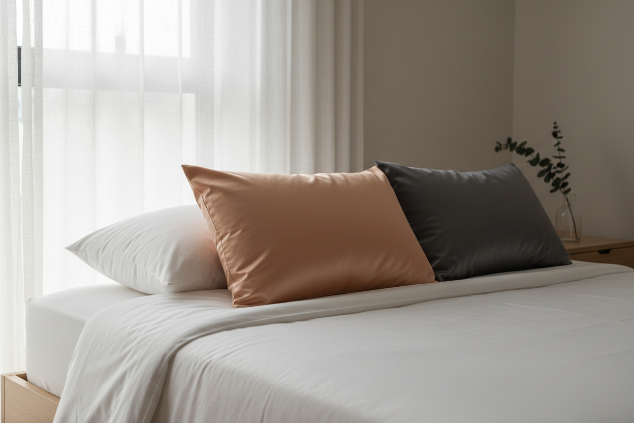 Pillowcases Peach Charcoal Bed