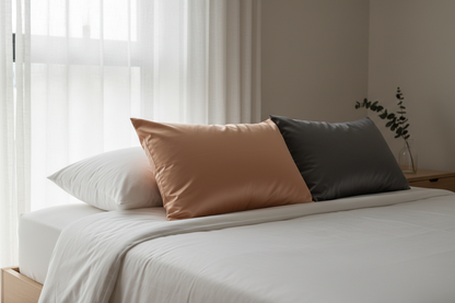 Pillowcases Peach Charcoal Bed