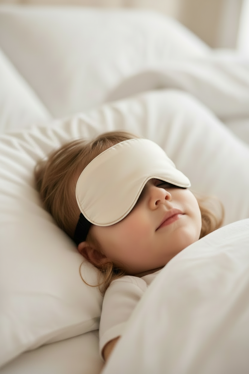Toddler Fair Skin Ivory Eye Mask Black Elastic