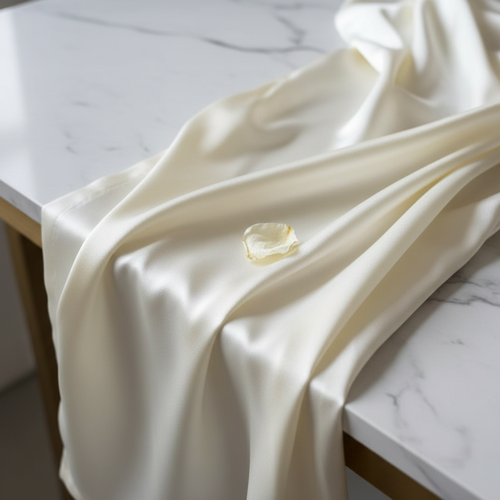White Silk Draped Close-up